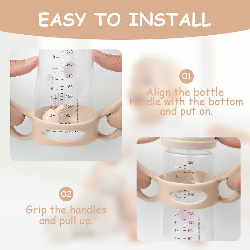 Aolso Silicone Baby Bottle Handles, 2PCS Pink/White Easy Grip Handles for Wide-Neck Bottles, BPA-Free, Dishwasher Safe - Image 5